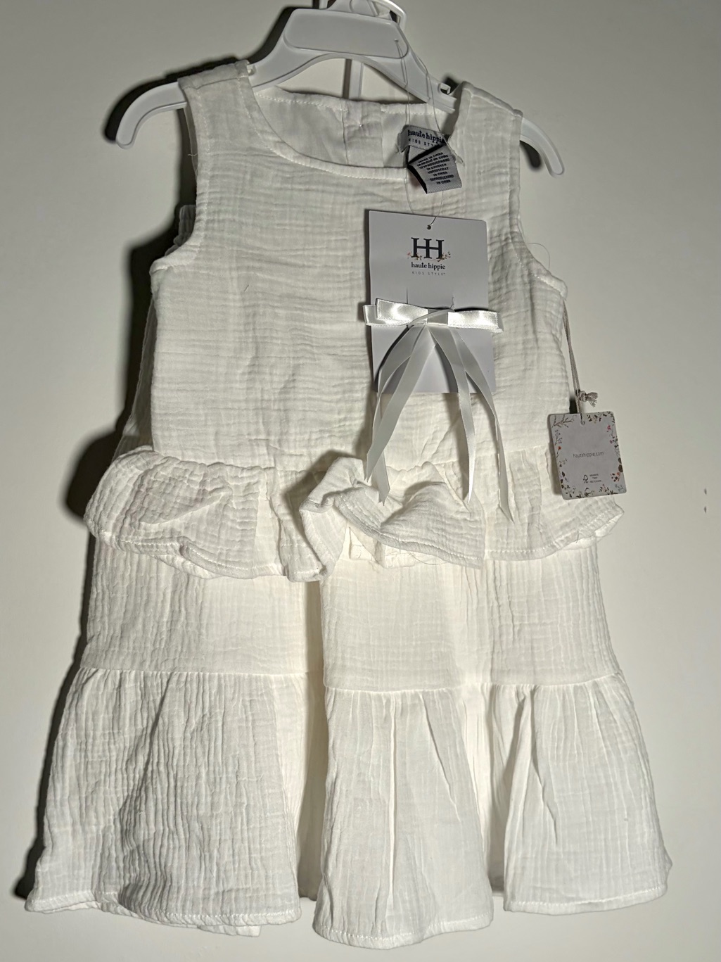 Haute Hippie - White Tiered Cotton Sleeveless Dress For Girls